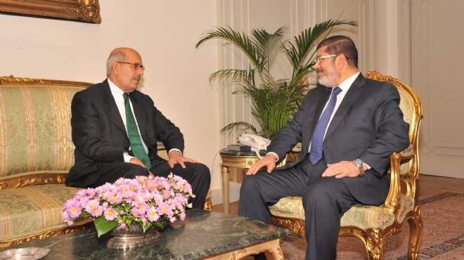 البرادعي خلال لقاءه مع الرئيس مرسي