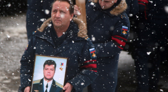مراسم تشييع جثمان الطيار الروسي