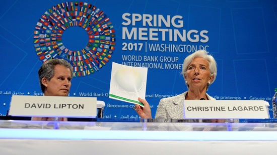 جانب من المؤتمر الصحفي لمديرة صندوق النقد الدولي - الصورة من رويترز