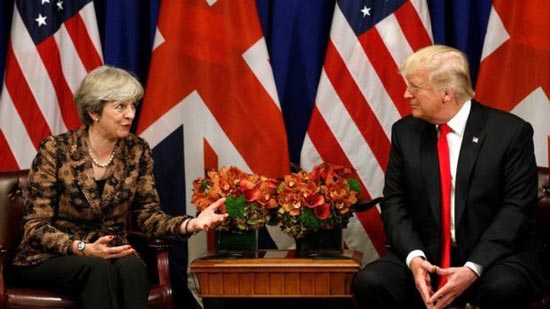 الرئيس الأمريكي دونالد ترامب، رئيسة الوزراء البريطانية، تيريزا ماي