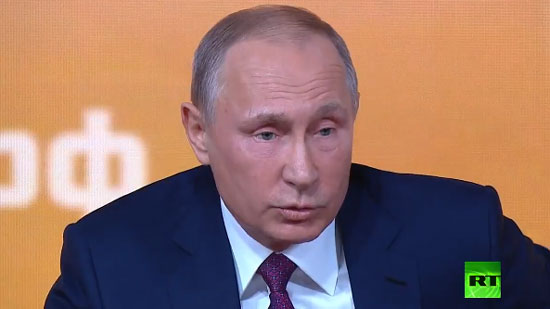 الرئيس الروسي فلاديمير بوتين في أول مؤتمر صحفي منذ ترشحه لانتخابات 2018