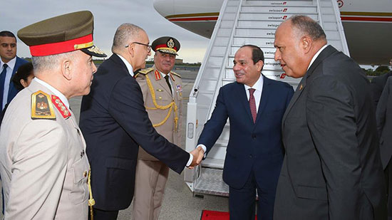 بالصور.. الرئيس يصل نيويورك واستقبال حاشد من الجاليات المصرية