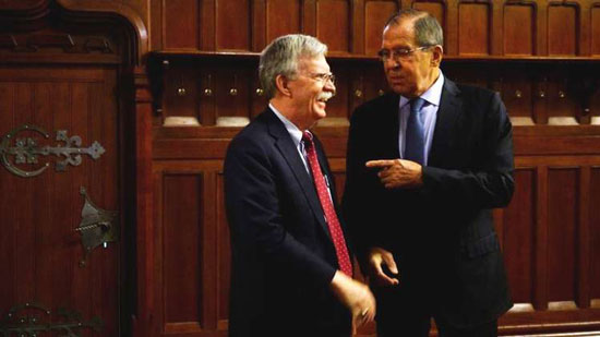 وزير الخارجية الروسي سيرغي لافروف يلتقي مستشار الرئيس الأمريكي للأمن القومي، جون بولتون، في موسكو
