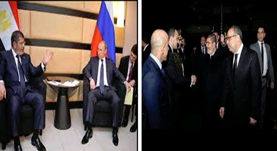 لاحظ طريقة جلوس بوتين ونظرته لمرسي