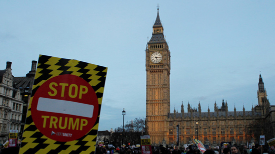 احتجاجات في لندن ضد زيارة ترامب