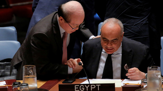 مندوبا مصر والصين في الأمم المتحدة أثناء اجتماع لمجلس الأمن الدولي