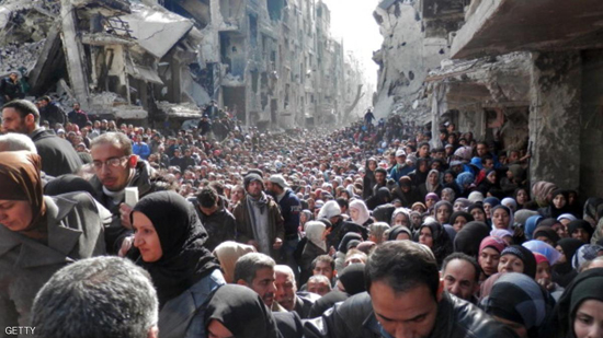 مخيم اليرموك إبان فترة الحصار في يناير 2014