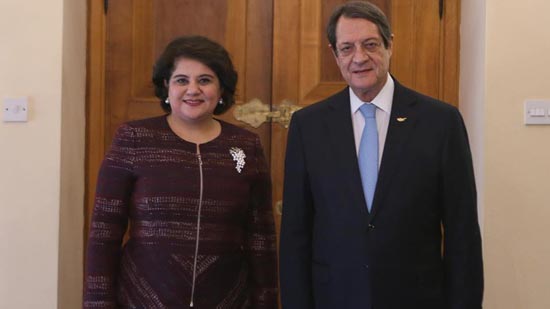 سفيرة مصر الجديدة لدى قبرص تقدم أوراق اعتمادها للرئيس القبرصي