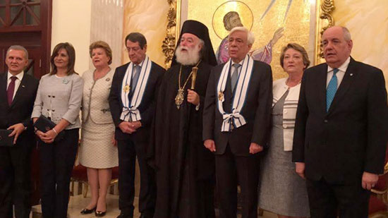 الرئيسان اليوناني والقبرصي يزوران الكنيسة اليونانية بالإسكندرية