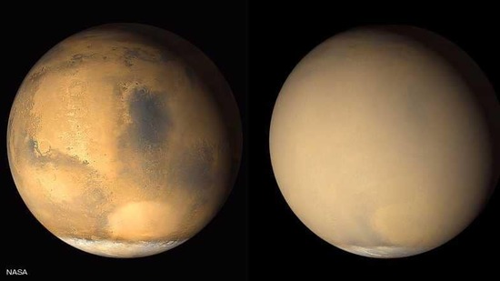 بالصور.. عاصفة بمساحة قارتين تغير وجه المريخ