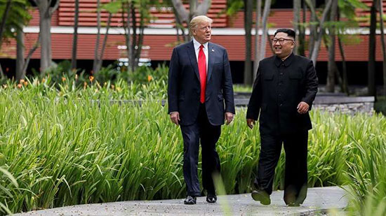 دونالد ترامب وكيم جونغ أون، سنغافورة، 12 يونيو 2018