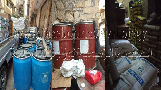 ضبط 8 طن مواد غذائية مجهولة المصدر داخل مخزن غير مرخص بالقاهرة