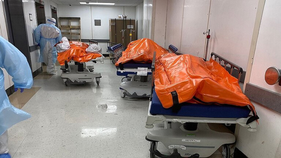 أكياس جثث ضحايا كورونا في بؤرة الوباء بأمريكا