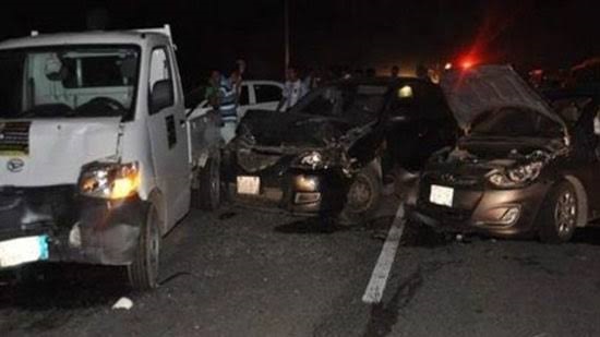 إصابة 9 أشخاص فى حادث تصادم على الطريق الصحراوى الشرقى فى بنى سويف
