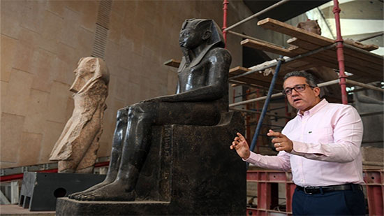 صور .. وزير السياحة يتفقد المتحف المصري الكبير لمتابعة مستجدات الأعمال به 