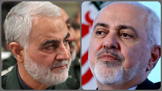 وزير الخارجية الإيراني محمد جواد ظريف والقائد السابق لفيلق القدس قاسم سليماني