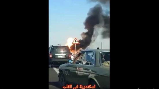  انفجار سيارة تحمل انابيب قبل كارتة طريق الاسماعيلية 