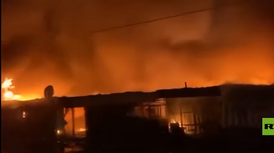  فيديو.. حريق ضخم يلتهم سوق نابلس بالكامل