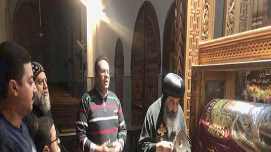 مطران بورسعيد يزور دير الانبا بيشوي ويصلي التمجيد الخاص بشفيعه