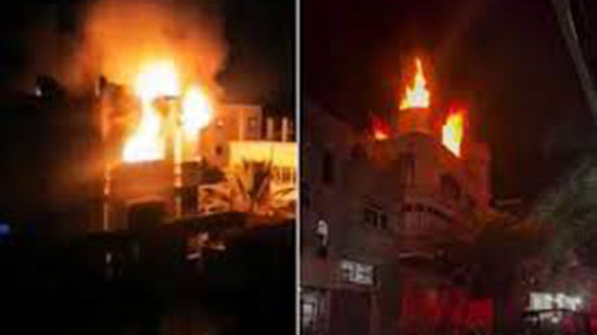 حريق ببناية سكنية بمخيم جباليا في قطاع غزة