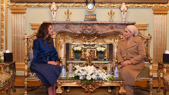 السيدة انتصار السيسي تستقبل الملكة رانيا وتبحثان ملفات الحماية الاجتماعية